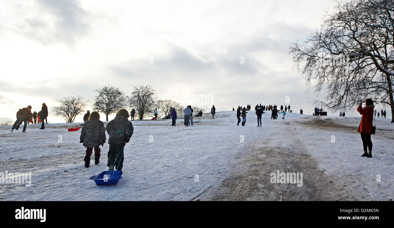 La luge sur Primrose Hill London UK Banque D'Images