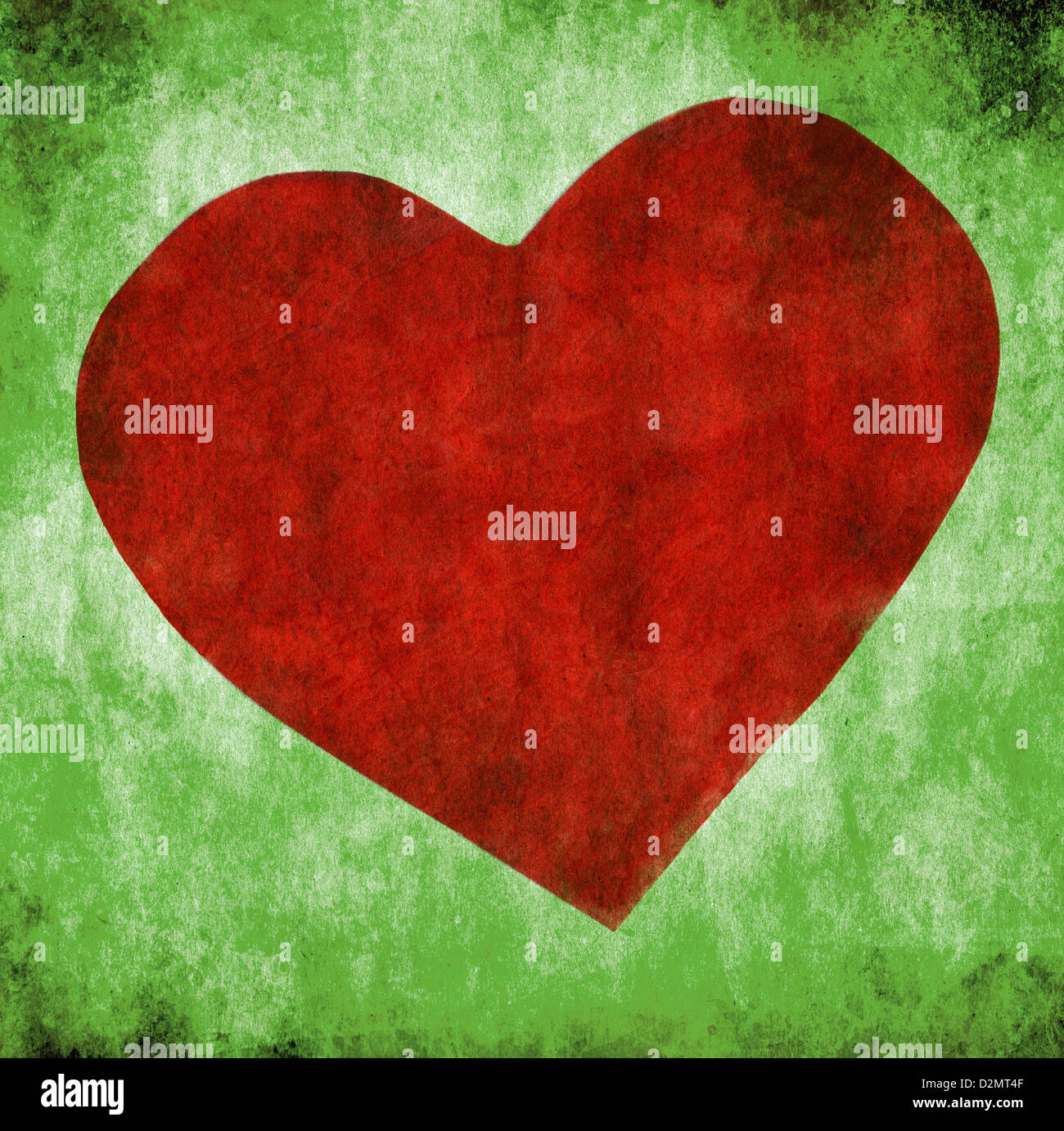 Papier rouge coeur art collage à un fond vert, et de l'amour Saint-valentin concept Banque D'Images