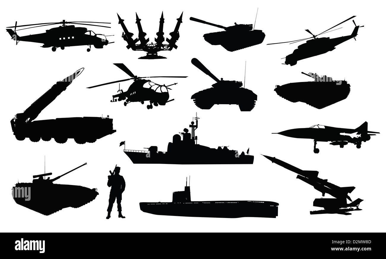 Jeu de silhouettes militaire Banque D'Images