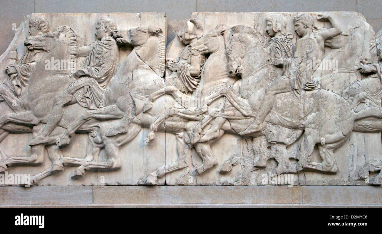 Cavaliers au galop, Frise du Nord, Parthenon, British Museum, Londres, Angleterre, RU, FR, Îles britanniques Banque D'Images