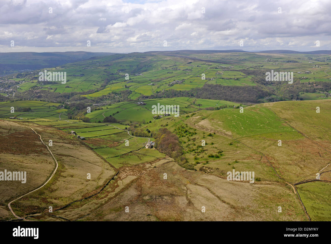 Photographie aérienne des collines et campagne près de Todmorden, West Yorkshire Banque D'Images