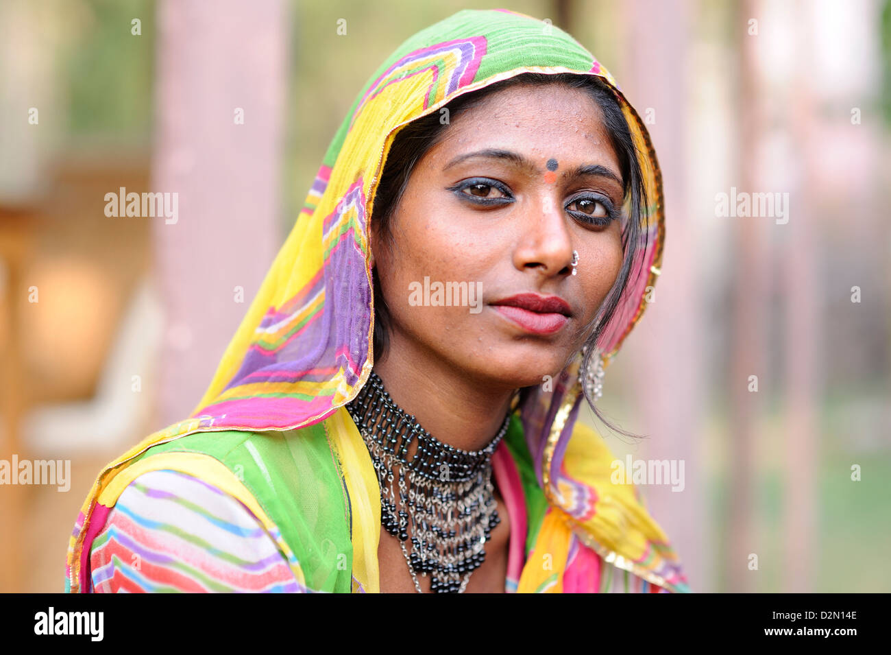 Portrait de femme indienne vêtements traditionnels Banque D'Images