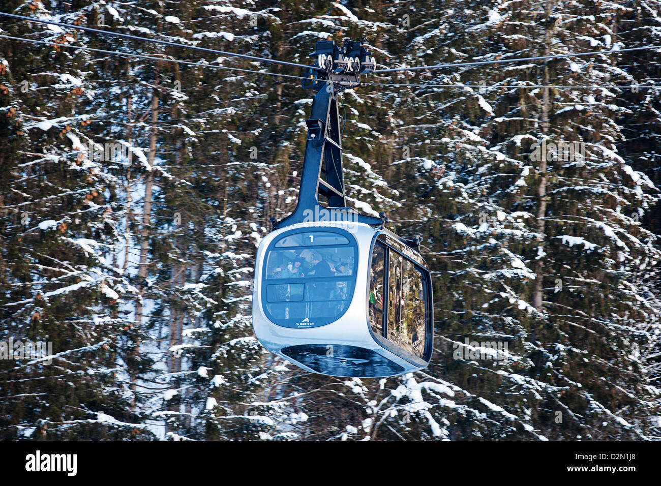 Cabine voiture câbles conçu par Porsche Design sur la montagne Schmittenhöhe à Zell am See, Autriche, Alpes Banque D'Images