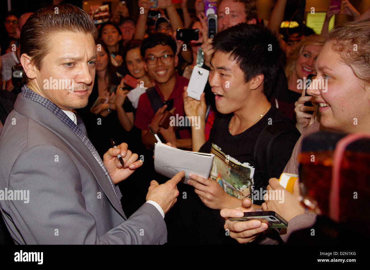 Sydney, Australie. 29 janvier 2013. Jeremy Renner à l'Australian Premiere de "Hansel & Gretel Witch Hunters' signature le 29 janvier 2013 à Sydney, Australie. Crédit : Ben Hunt / Alamy Live News Banque D'Images