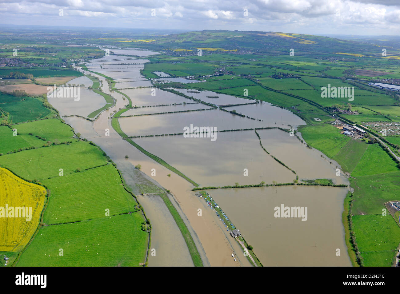 Photo aérienne montrant les inondations près de Tewkesbury UK Banque D'Images