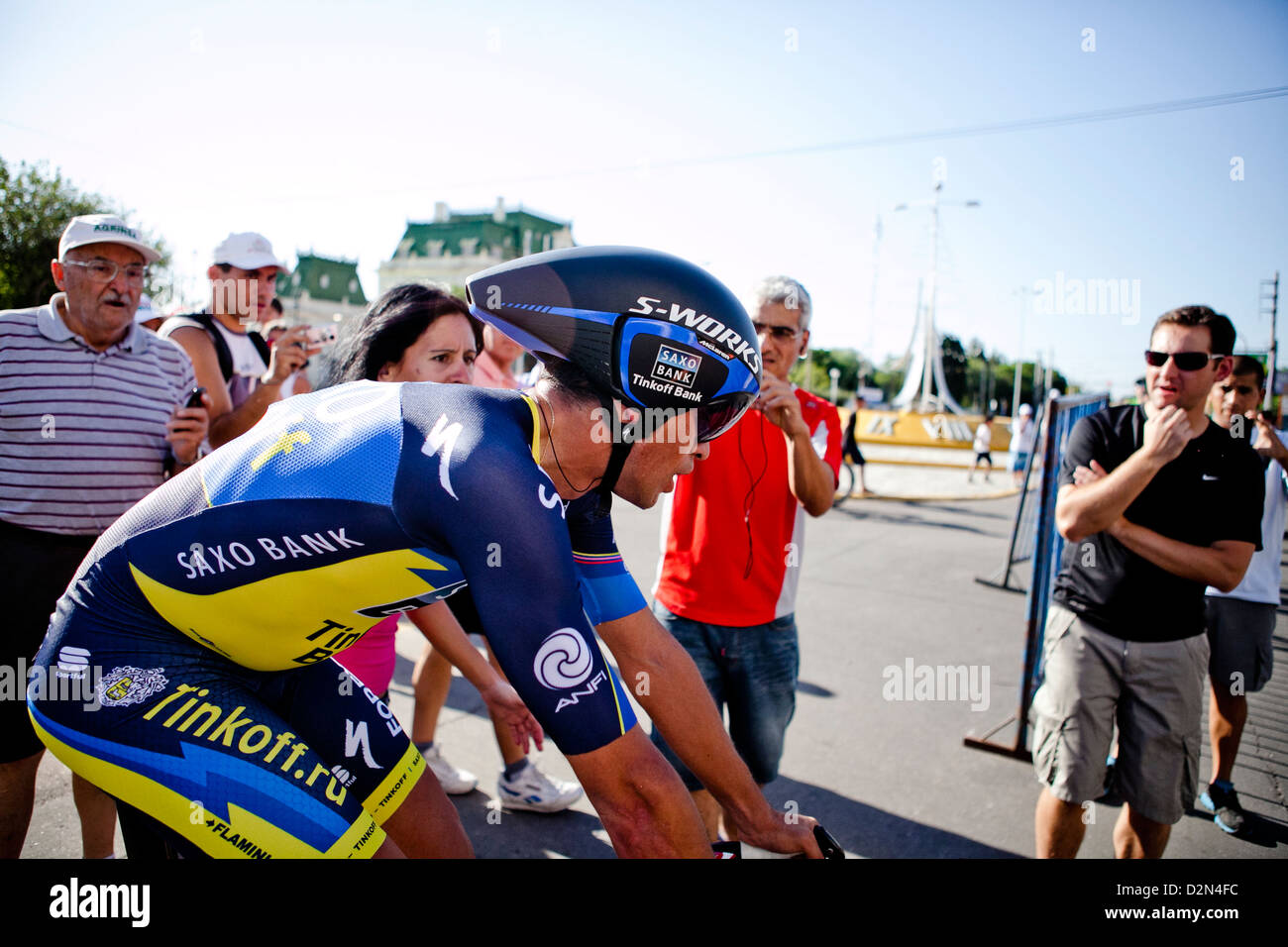 Alberto Contador a terminé son temps de procès du Tour de San Luis 2013, Argentnina Banque D'Images