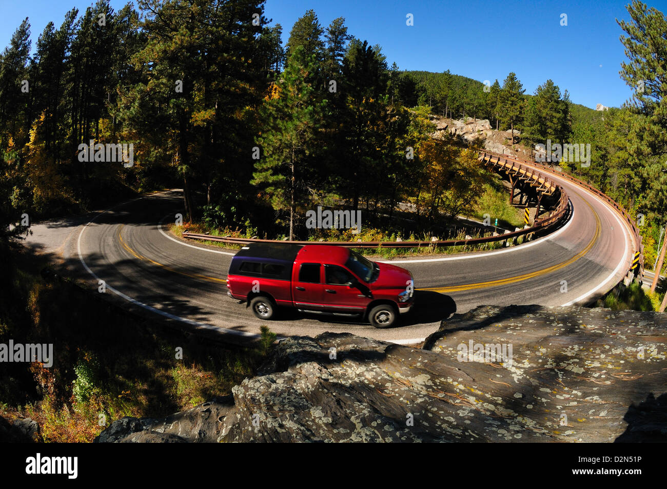 Voiture sur la tour, le Mont Rushmore, dans le Dakota du Sud, États-Unis d'Amérique, Amérique du Nord Banque D'Images