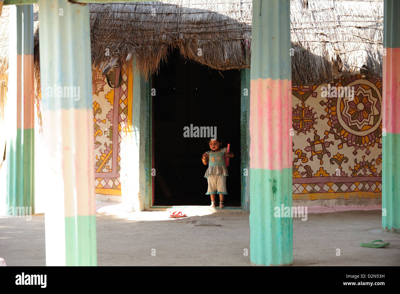 Cours traditionnelles des familles Gujjar, Gujarat, Inde, Asie Banque D'Images