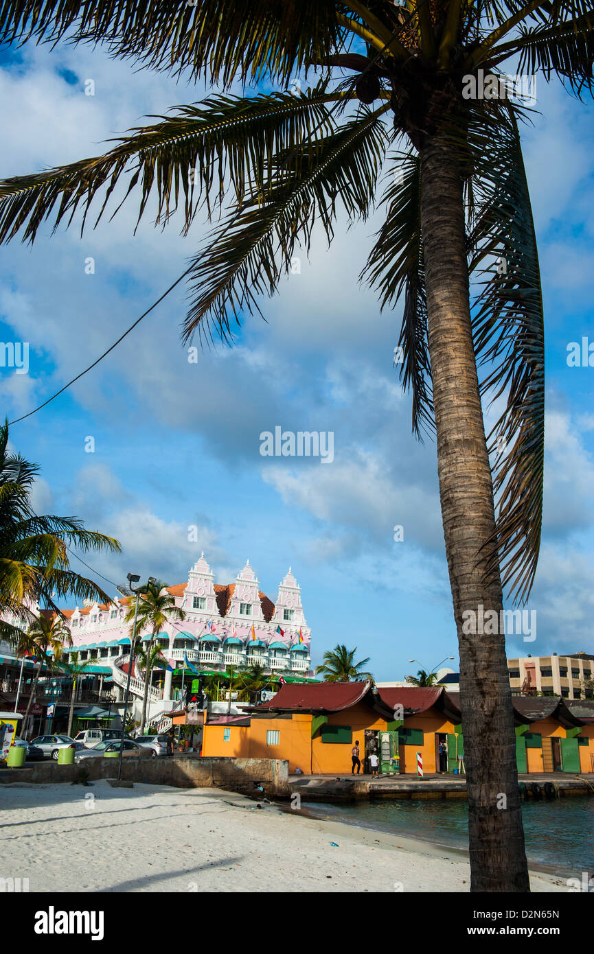 Centre-ville d'Oranjestad, la capitale d'Aruba, îles ABC, Netherlands Antilles, Caraïbes, Amérique Centrale Banque D'Images