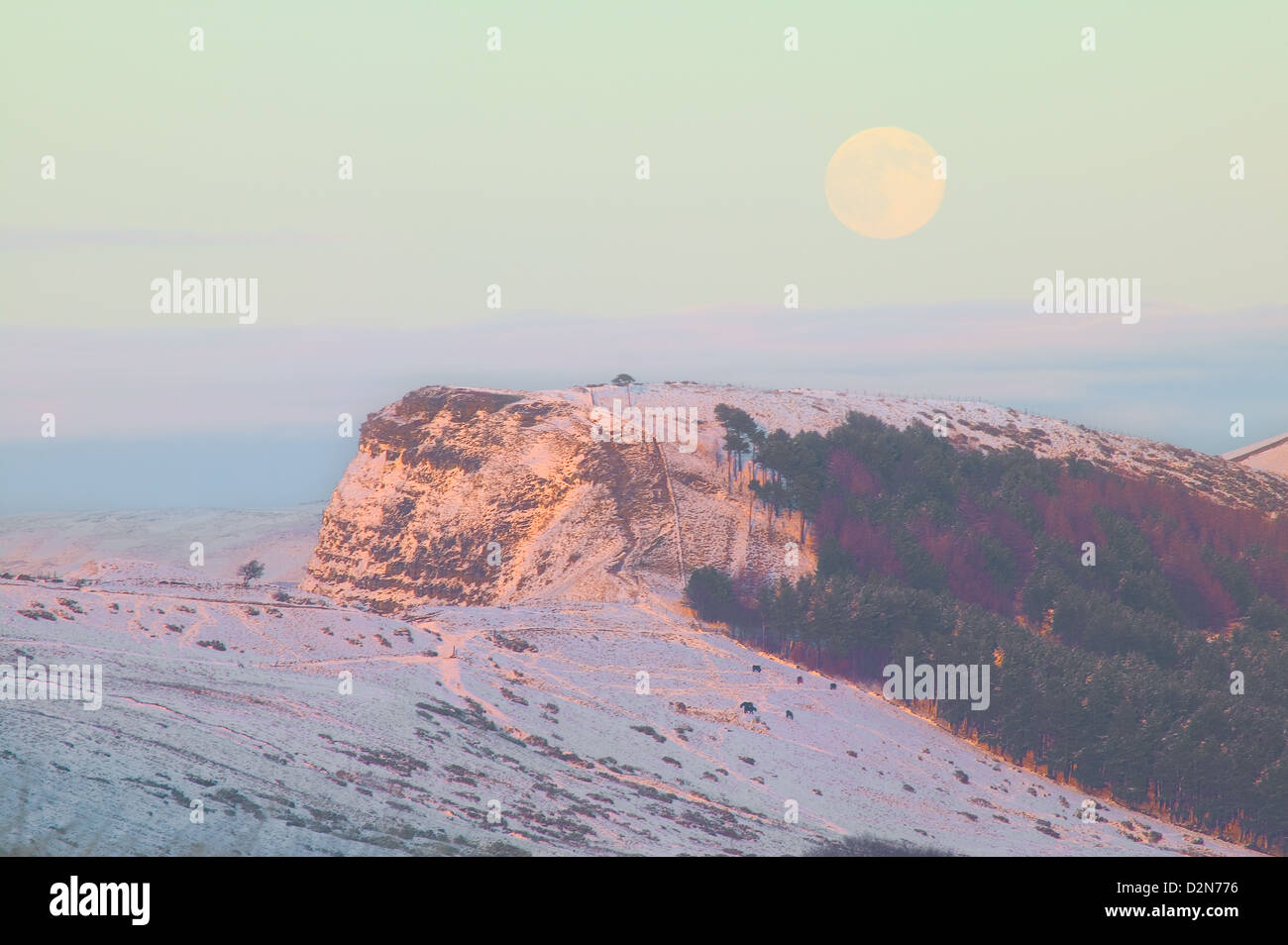 Retour Tor Castleton Derbyshire Peak District l'hiver Banque D'Images