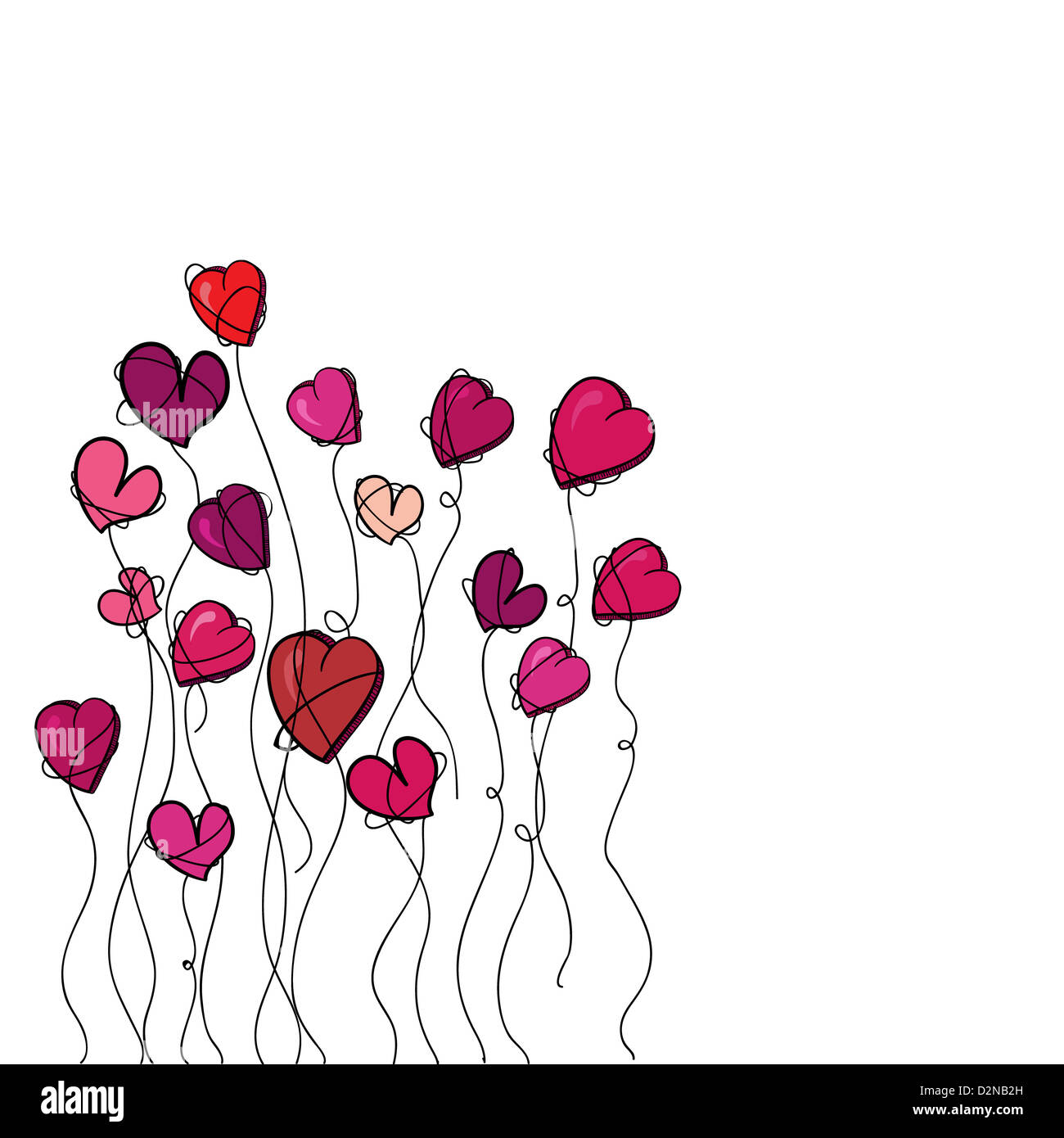 Saint Valentin fleurs de printemps coeur ¡était plus blanc. Couches d'illustration vectorielle pour une manipulation facile et coloris. Banque D'Images
