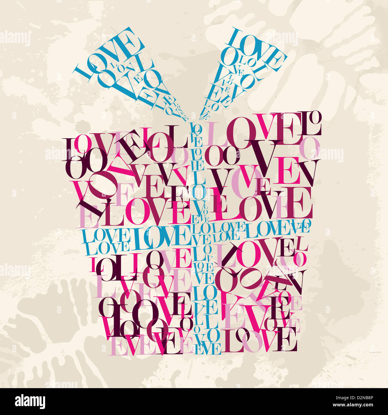 Texte d'amour Saint Valentin cadeau plus grunge background. Couches d'illustration vectorielle pour une manipulation facile et coloris. Banque D'Images
