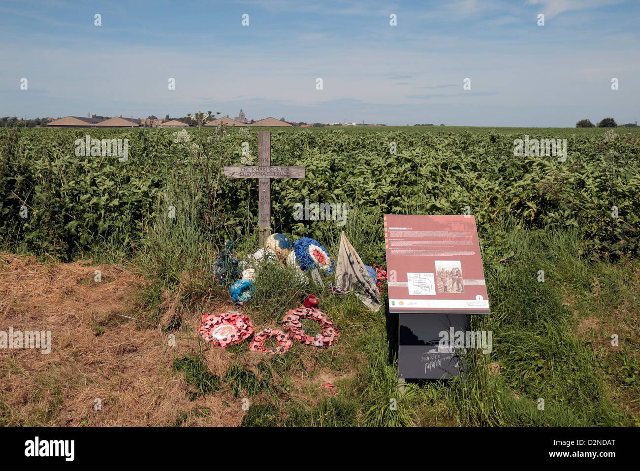 Les Chums Kaki trêve de Noël St Croix du Souvenir, Yvon, Belgique, où le capitaine Bruce Bairnsfather créé 'Vieux Bill'. Banque D'Images