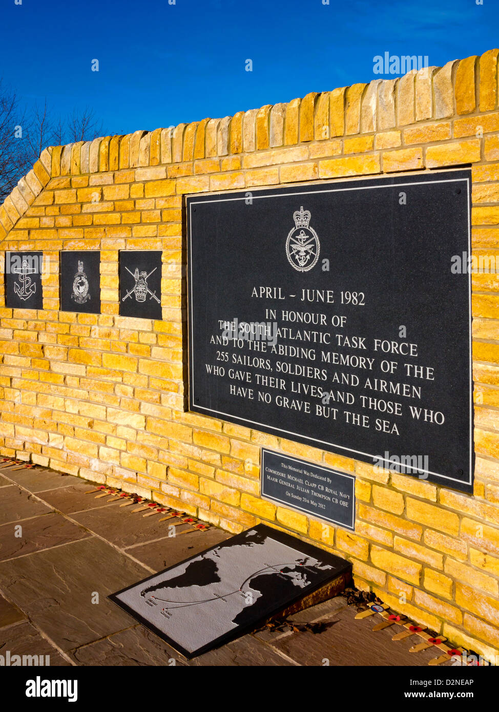 Guerre des Malouines au Mémorial National Memorial Arboretum Alrewas Staffordshire pour commémorer la mort du conflit de 1992 Banque D'Images