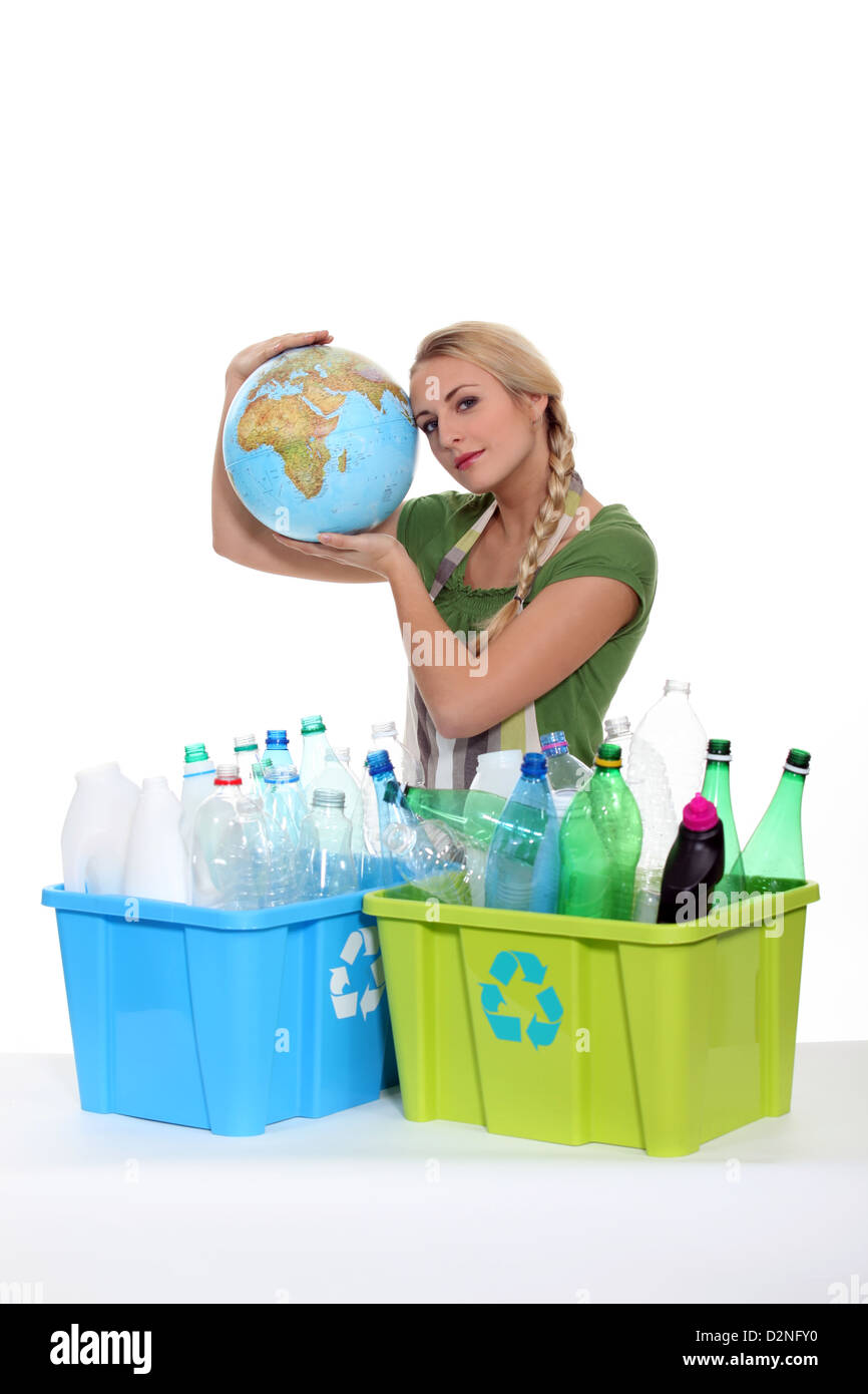 Femme Intéressé par l'avenir de la Terre Banque D'Images