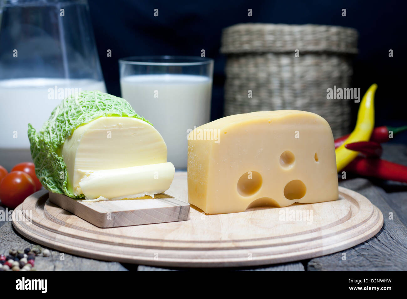 La vie encore alimentaire concept sur les planches de bois ancienne rétro vintage Banque D'Images