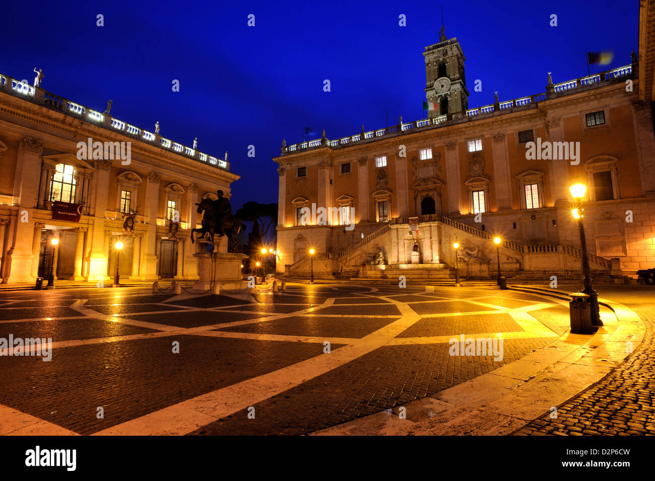 Italie, Rome, Piazza del Campidoglio la nuit Banque D'Images