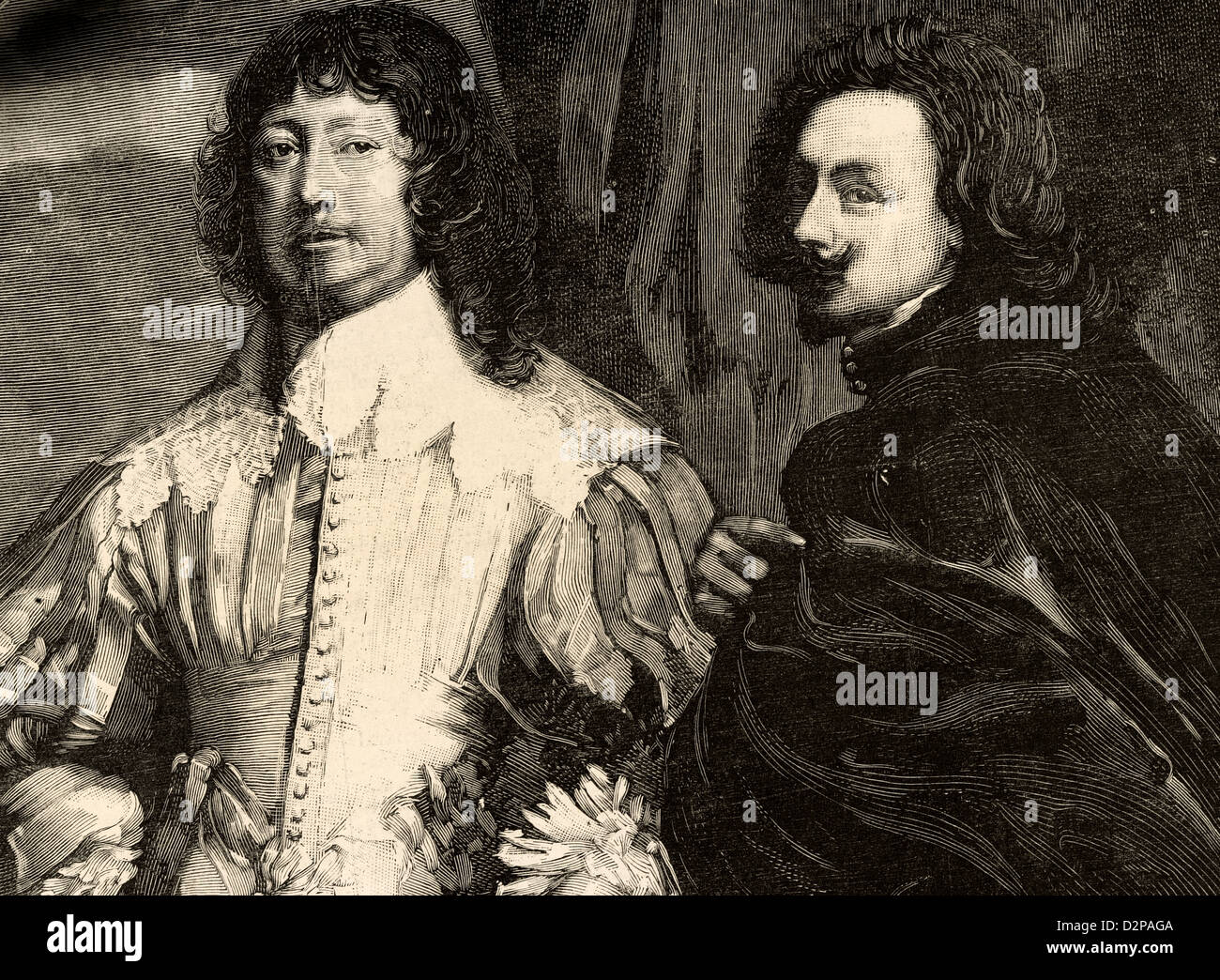 Peintre flamand Anthony Van Dyck (1599-1641) et homme politique anglais Lord John Digby (1580-1653), 1 Comte de Bristol. La gravure. Banque D'Images
