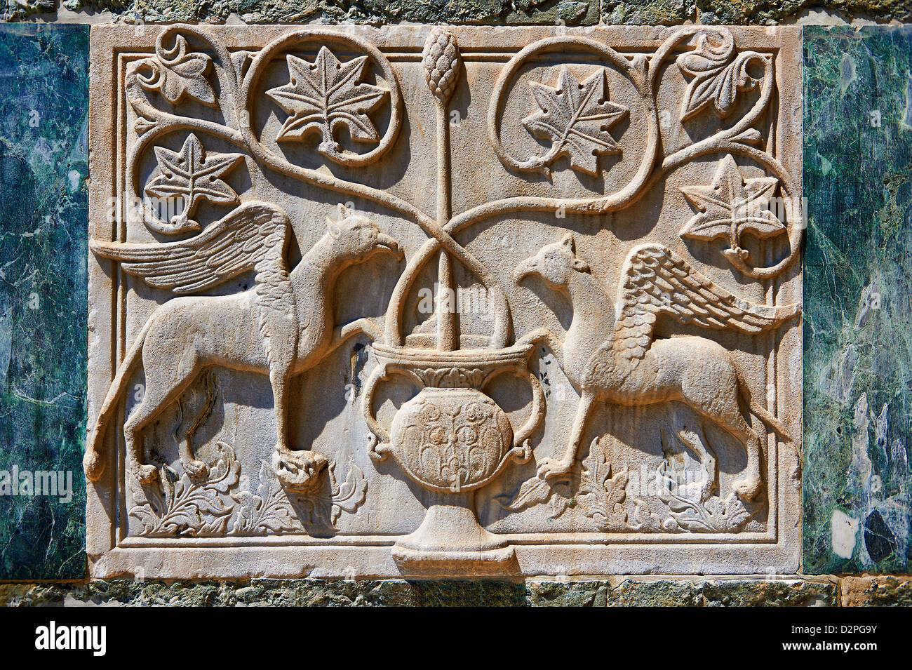 Sculptures médiévales de la façade de la Basilique St Marc, Venise, Italie Banque D'Images