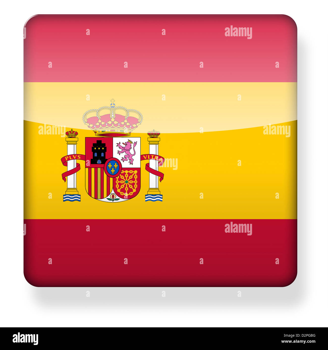 Drapeau de l'Espagne comme une icône de l'application. Chemin de détourage inclus. Banque D'Images