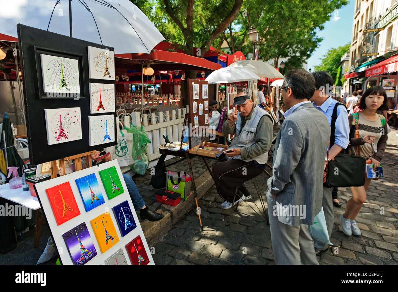 'Un Euro veuillez' : l'achat d'art, Montmartre, Paris, France Banque D'Images