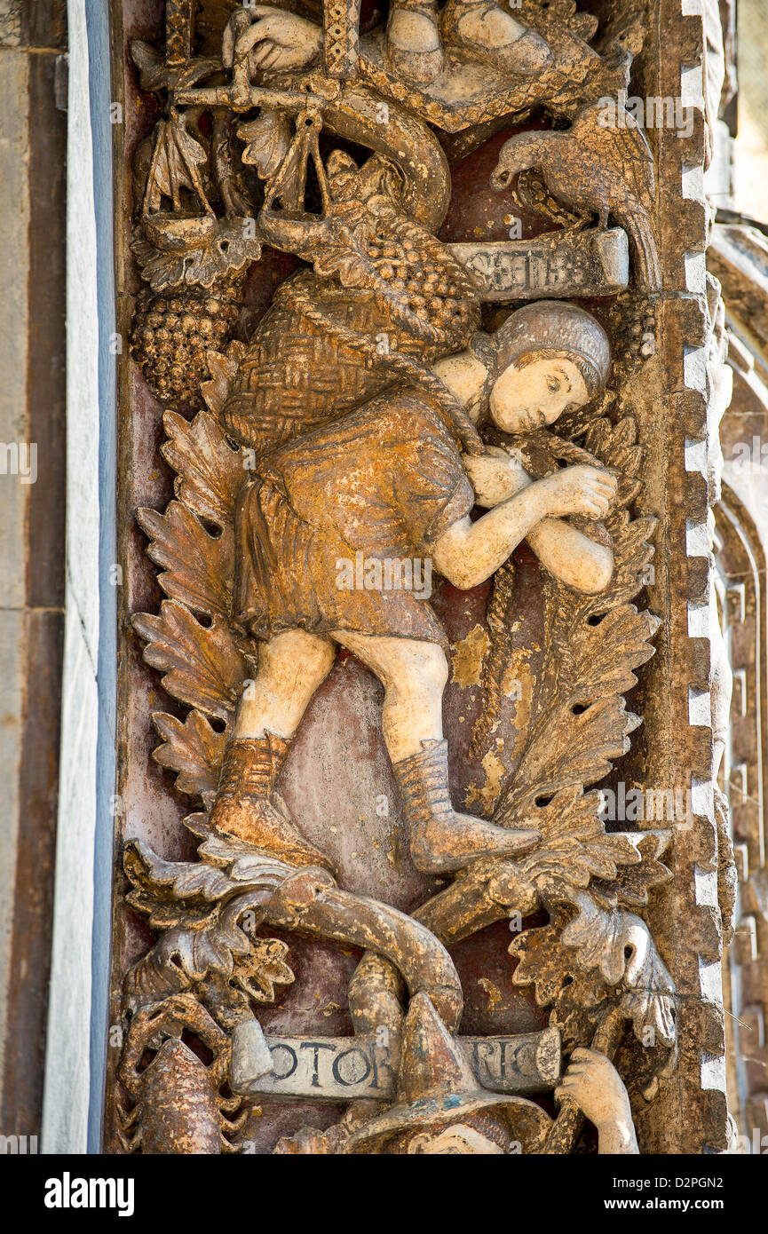 Sculptures médiévales de la façade de la Basilique St Marc, Venise, Italie Banque D'Images