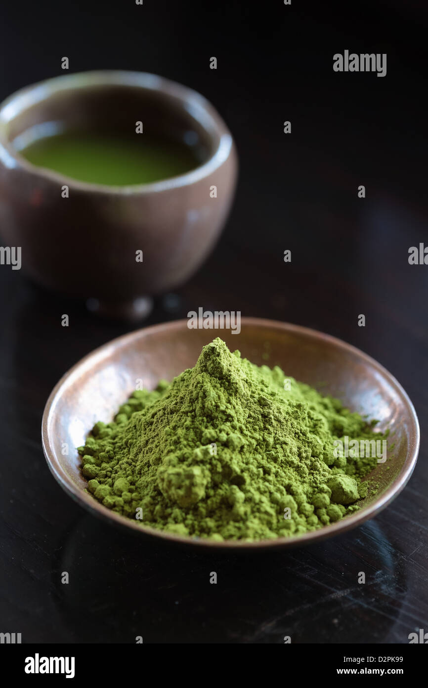 Thé vert en poudre, le Matcha, thé, Banque D'Images