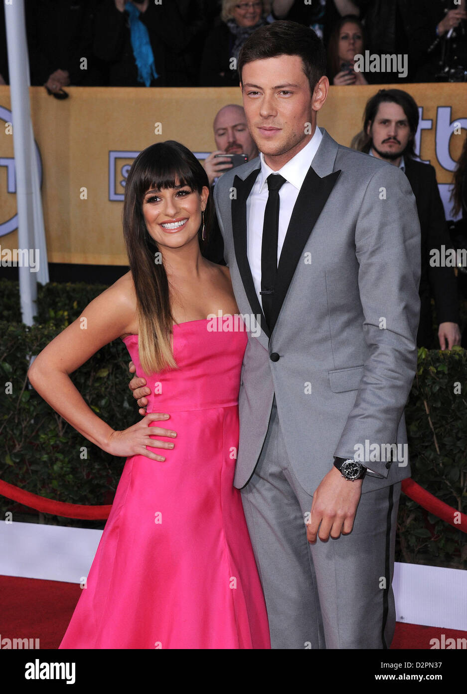 26 janvier 2013 - Los Angeles, Californie, États-Unis - Lea Michele et Cory Monteith arrive pour les SAG Awards 2013 Au Shrine Auditorium. (Crédit Image : © Lisa O'Connor/ZUMAPRESS.com) Banque D'Images