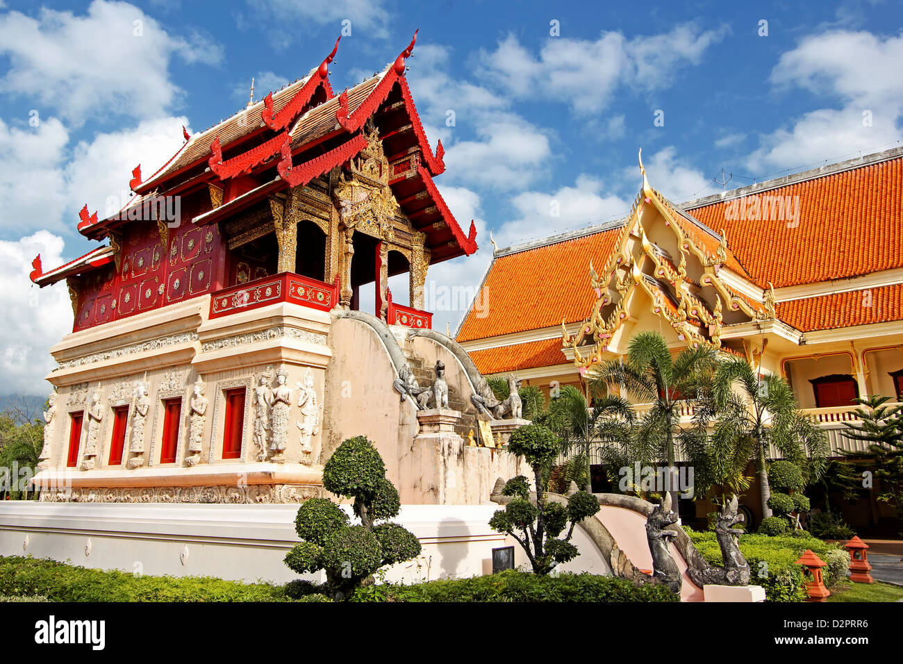 Bibliothèque du Wat Phra Singh de Chiang Mai Thaïlande / / Banque D'Images
