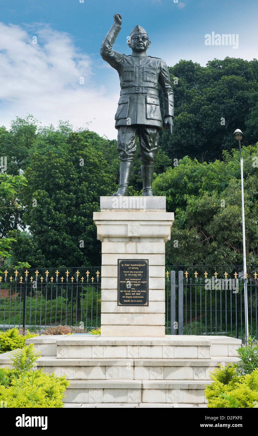 Statue de Subhas Chandra Bose, Bangalore, Karnataka, Inde Banque D'Images