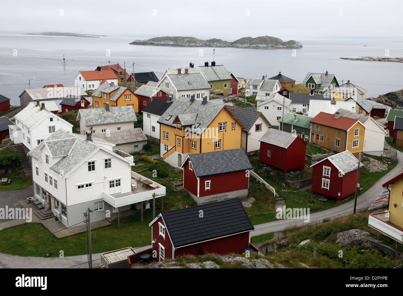 Une fois un petit village de pêcheurs sur l'île d'Ona, cabines d'été maintenant, Ona, Sandoy, Norvège Banque D'Images
