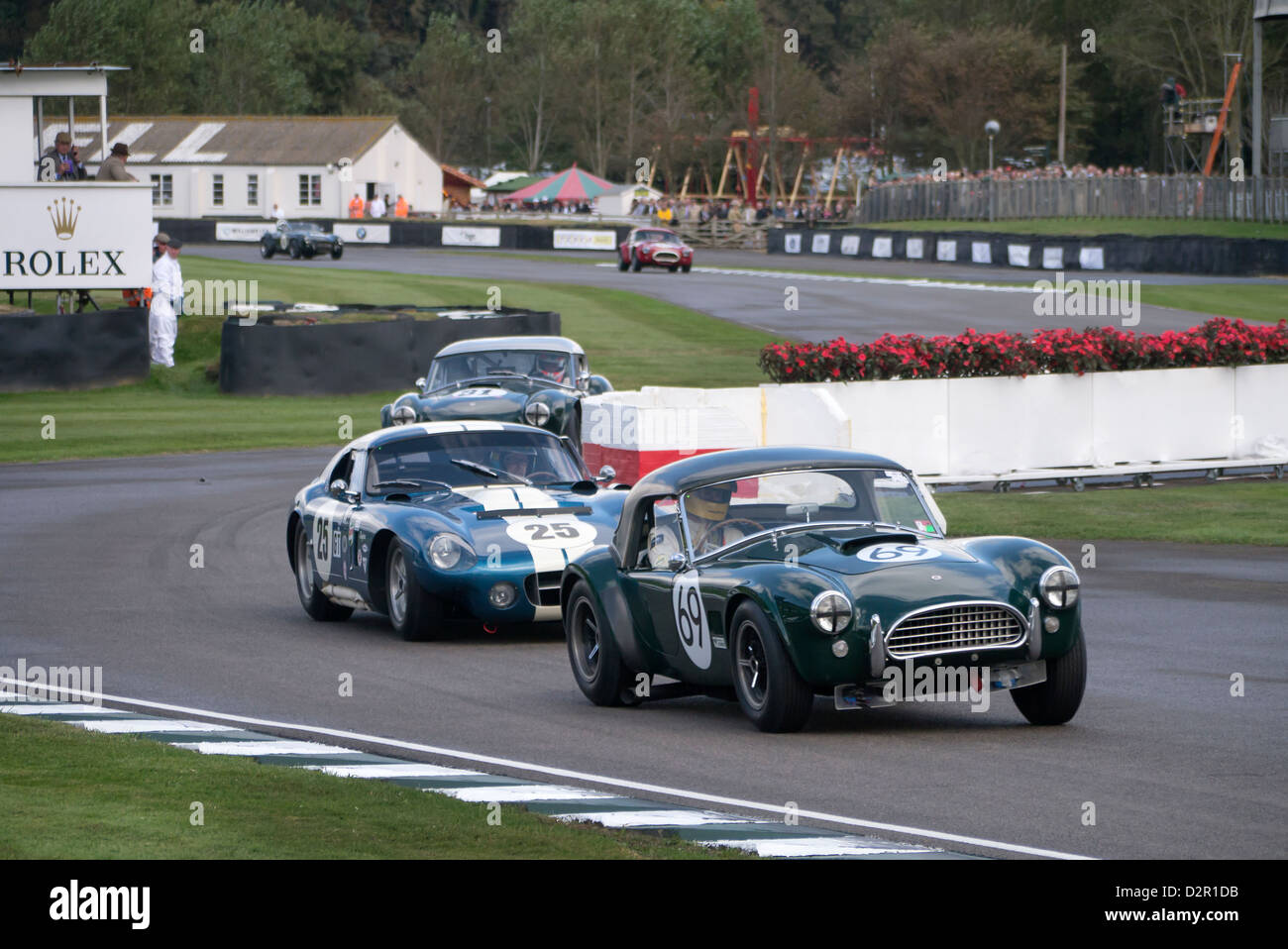 Selby Cobra voitures de course dans la course de la coupe Shelby Goodwood Revival meeting Banque D'Images