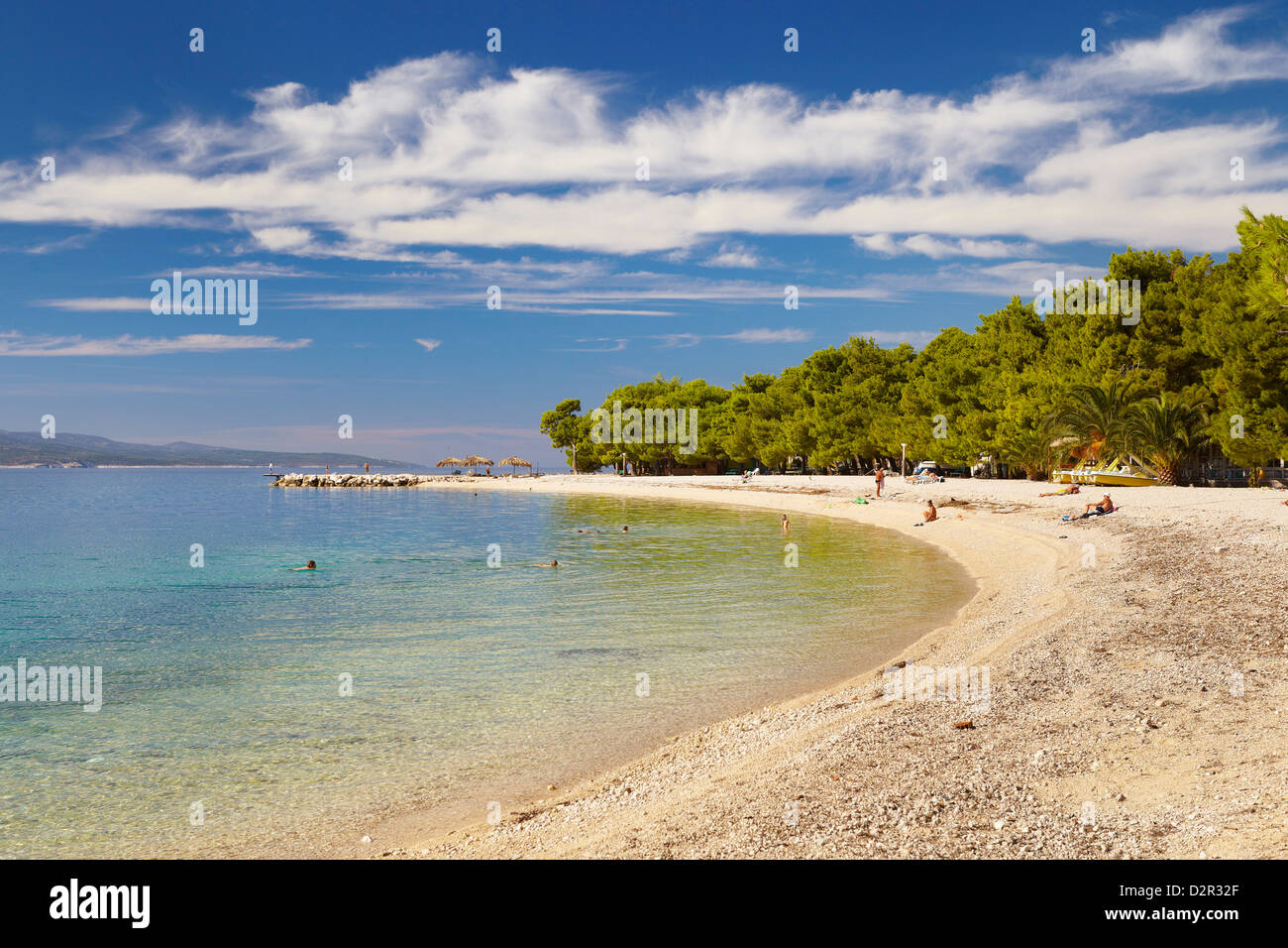 La Croatie, plage, dans la Riviera de Makarska Banque D'Images