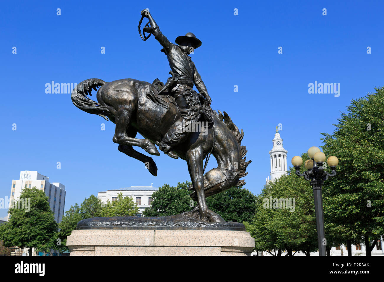 Dans la sculpture Broncho Buster Complexe Culturel Civic Center, Denver, Colorado, États-Unis d'Amérique, Amérique du Nord Banque D'Images