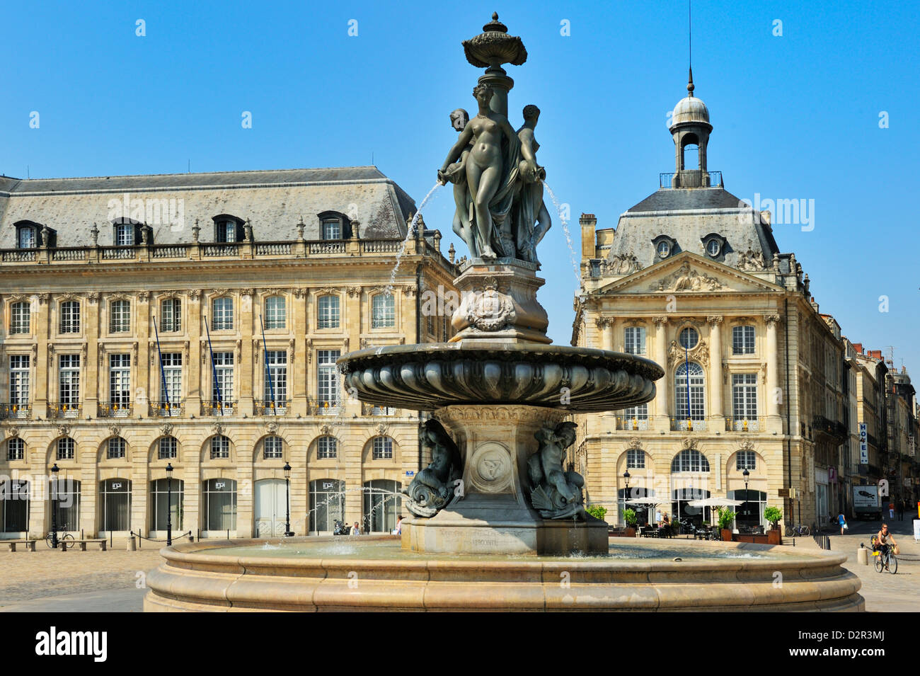Trois Grâces Fontaine, place de la Bourse, Bordeaux, UNESCO World Heritage Site, Gironde, Aquitaine, France, Europe Banque D'Images
