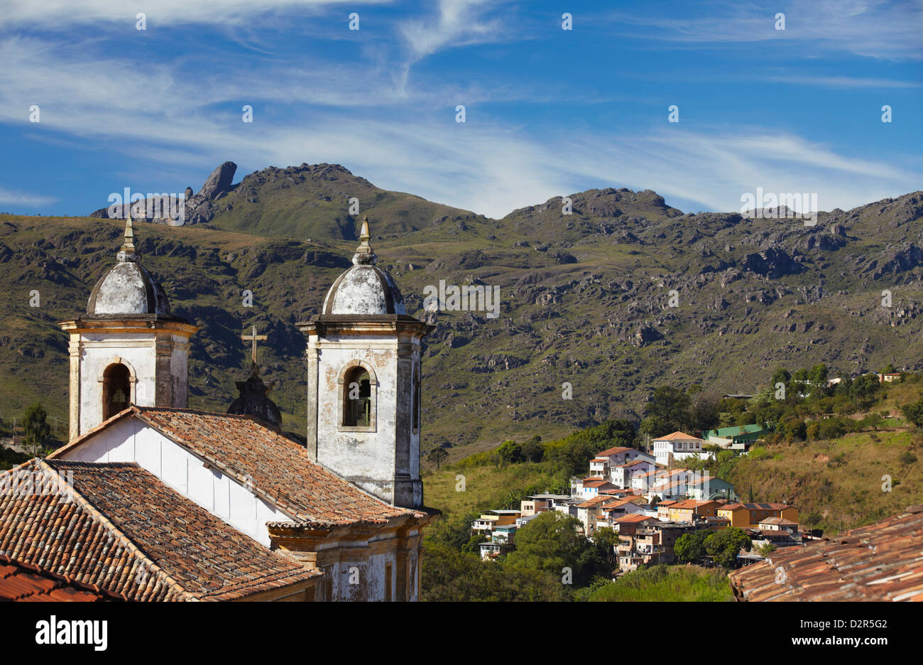 Vue sur Notre Dame de Merces de Baixo Église, Ouro Preto, UNESCO World Heritage Site, Minas Gerais, Brésil, Amérique du Sud Banque D'Images