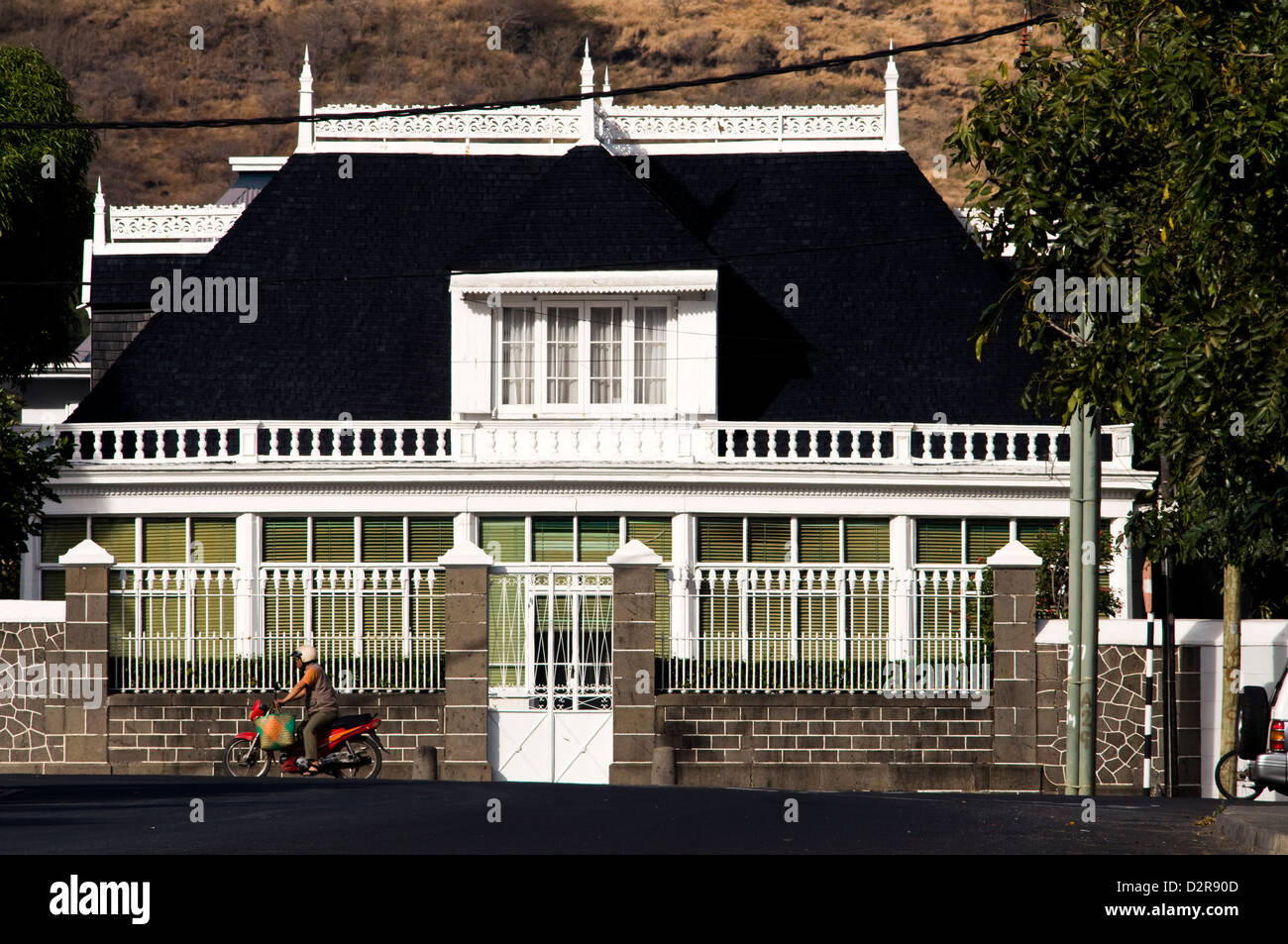 Maison de style créole, Port Louis, ile Maurice Banque D'Images