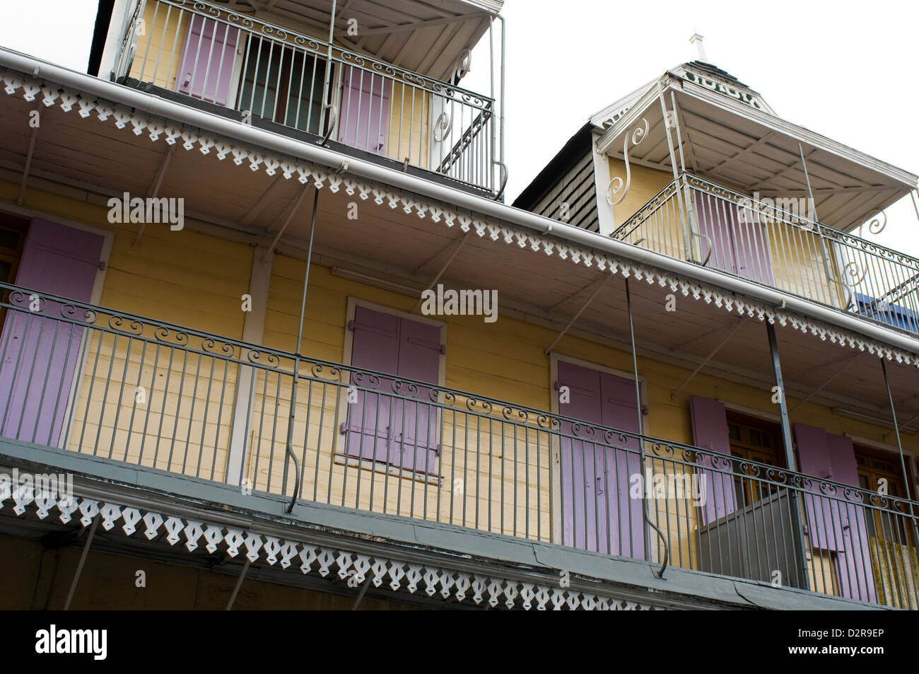 Ancienne architecture créole, Port Louis, ile Maurice Banque D'Images