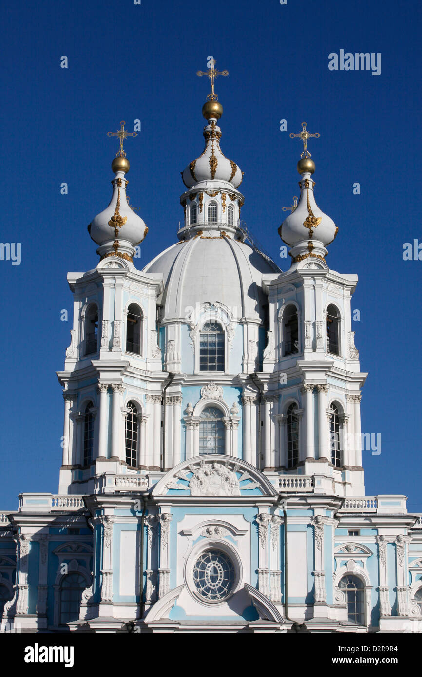 Cathédrale de Smolny, Saint-Pétersbourg, Russie, Europe Banque D'Images