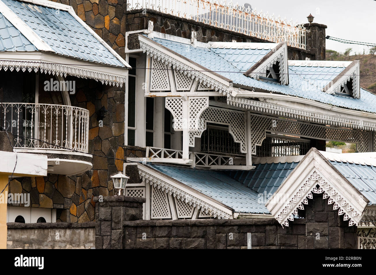 Ancienne architecture créole, Port Louis, ile Maurice Banque D'Images