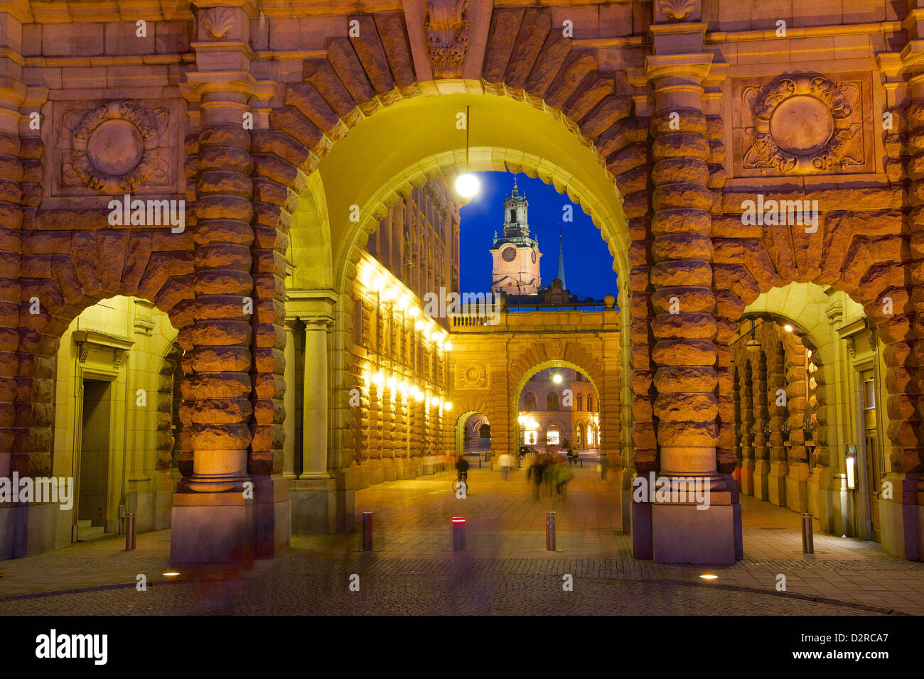 Riksdagshuset de nuit, Stockholm, Suède, Europe Banque D'Images