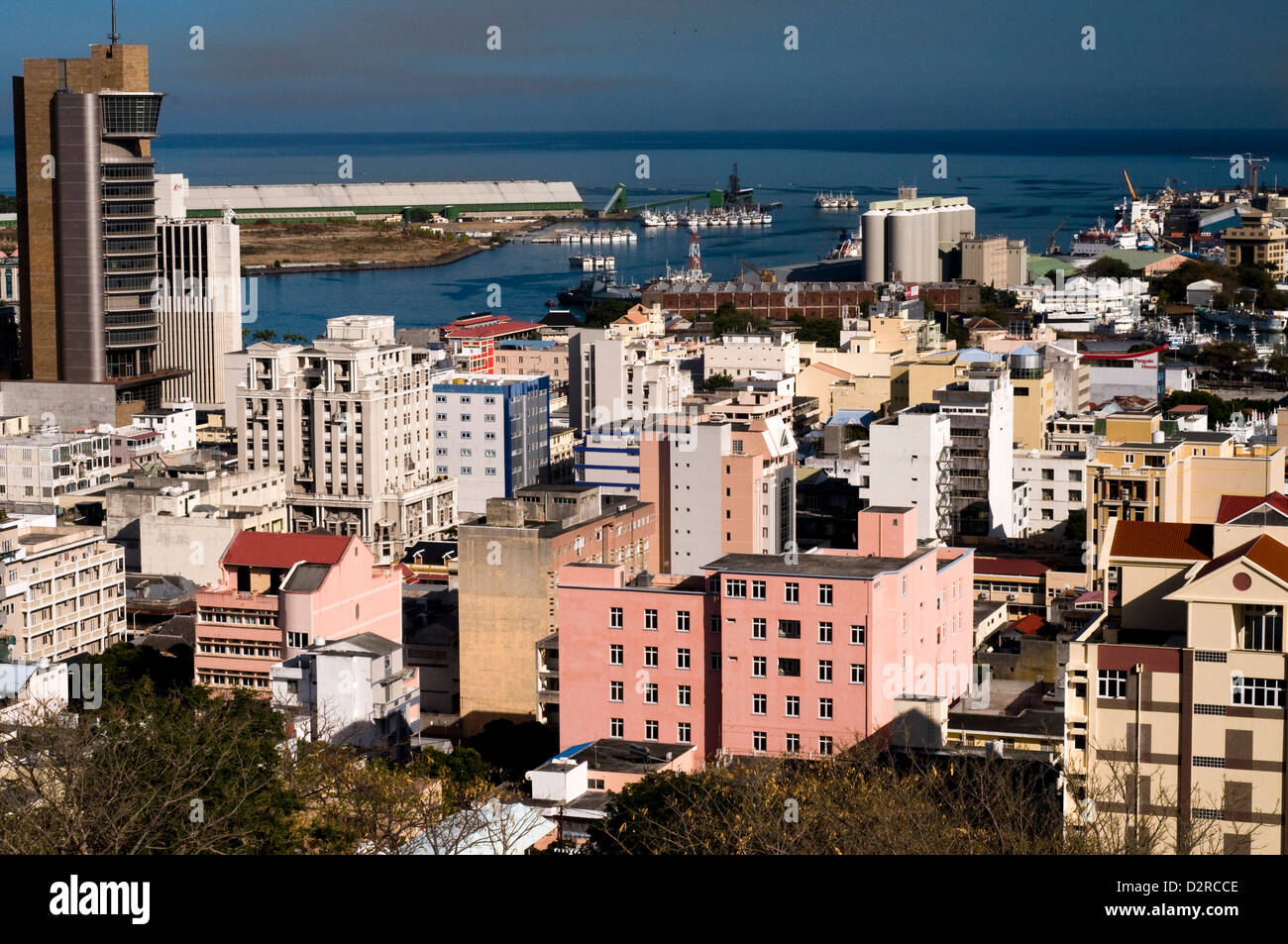 Ville et vue sur le port de fort Adélaïde, Port Louis, ile Maurice Banque D'Images
