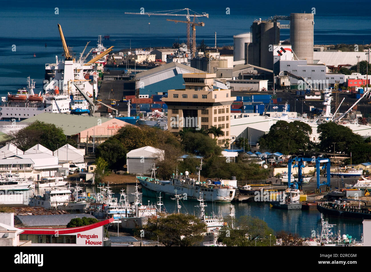 Ville et vue sur le port de fort Adélaïde, Port Louis, ile Maurice Banque D'Images