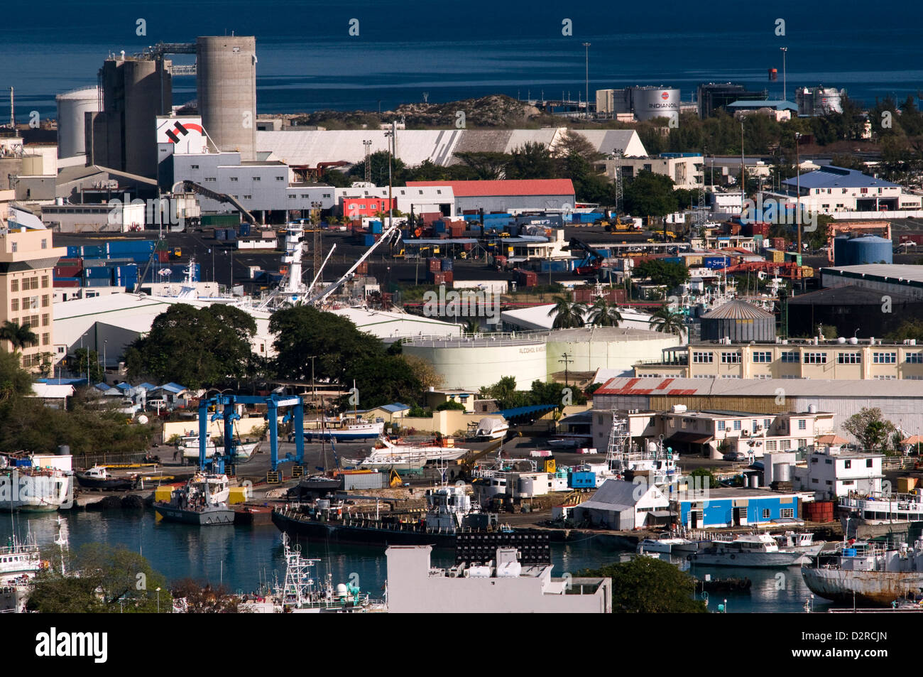 Ville et vue sur le port de fort Adélaïde, Port Louis, ile Maurice Banque D'Images