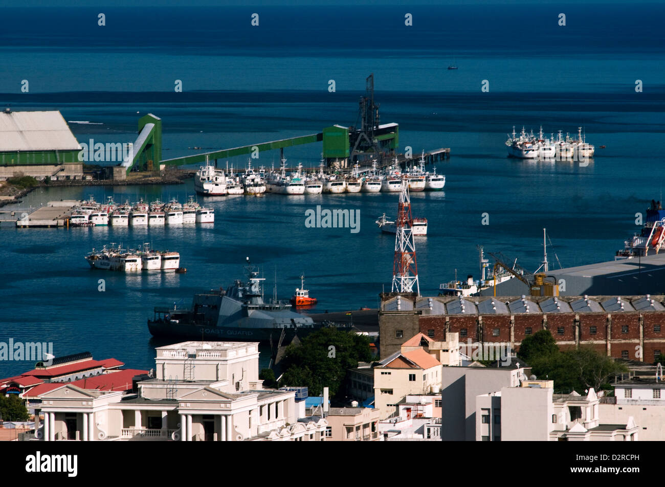 Ville et vue sur le port de fort Adélaïde, Port Louis, ile Maurice Banque D'Images
