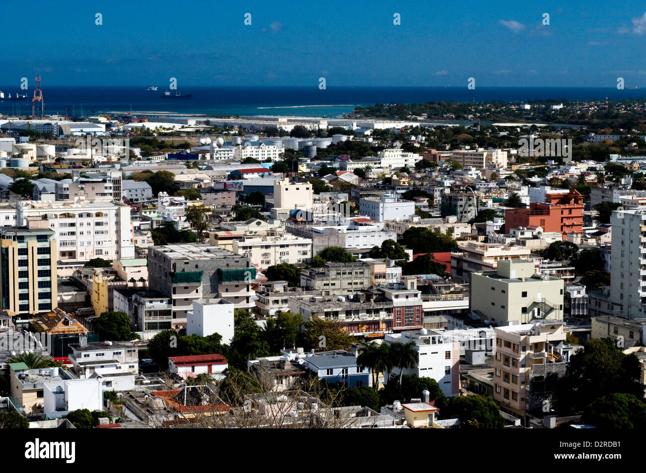 Ville et vue sur le port de fort Adélaïde, Port Louis, ile Maurice Banque D'Images