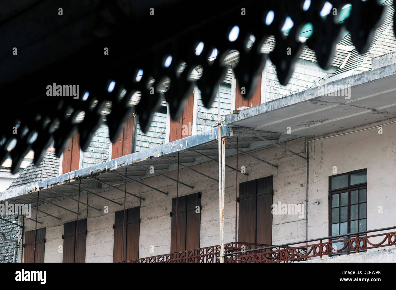 Ancienne architecture créole, Port Louis, ile Maurice Banque D'Images