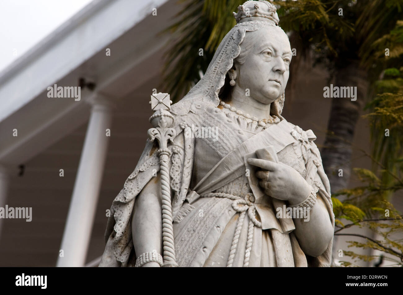 Statue de la reine Victoria, l'hôtel du gouvernement à Port Louis, ile Maurice Banque D'Images