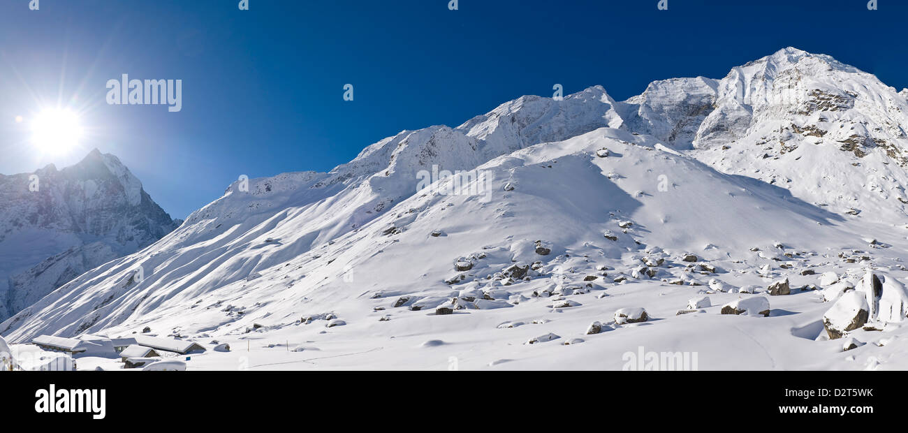 Camp de base de l'Annapurna, ANNAPURNA HIMAL, Népal, Himalaya, Asie Banque D'Images