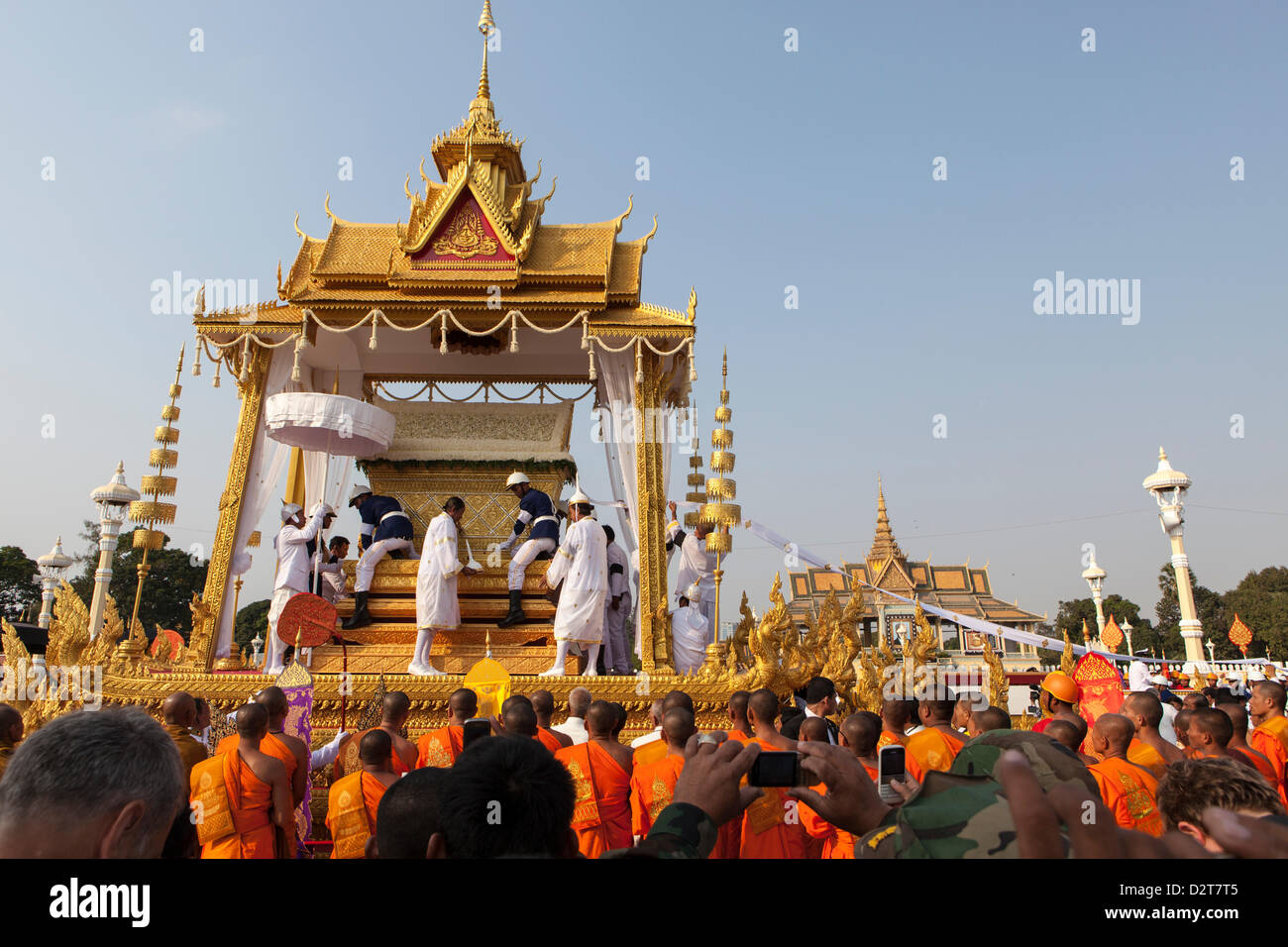 Phnom Penh, Cambodge. 1er février 2013. début de procédure funéraire pour le Roi Norodom Sihanouk, qui est décédé en octobre. Credit : Combre Stephane / Alamy Live News Banque D'Images